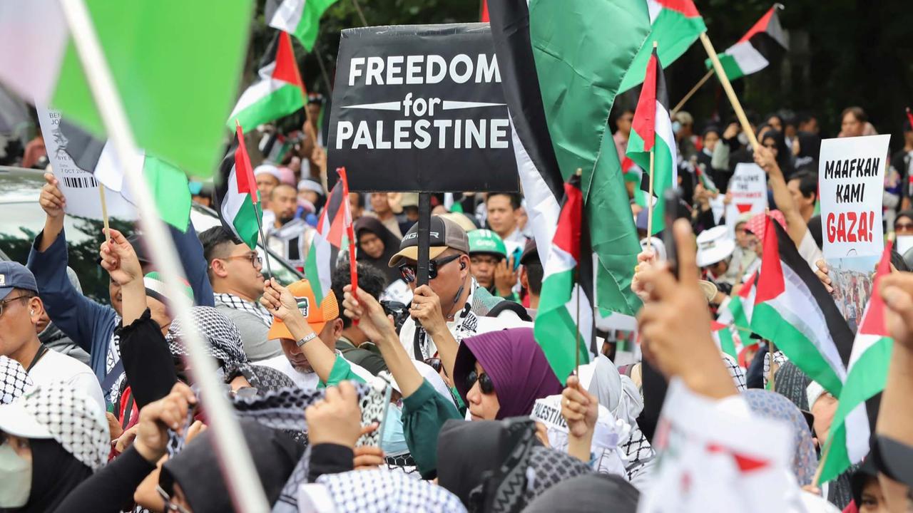 Aksi solidaritas untuk Jalur Gaza di depan Kedupes AS