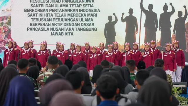 Siswa Sekolah Rakyat memperingati Hari Santri Nasional 2026. (Dokumentasi Kemensos)