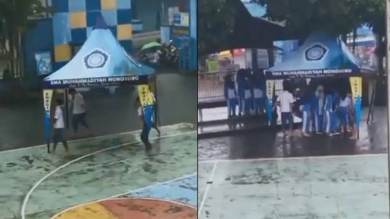 Viral Video Siswa Pakai Tenda untuk Payung Bersama Ini Bikin Geleng Kepala