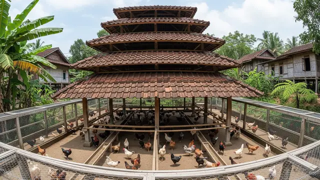 desain kandang ayam teduh cocok untuk iklim panas di desa