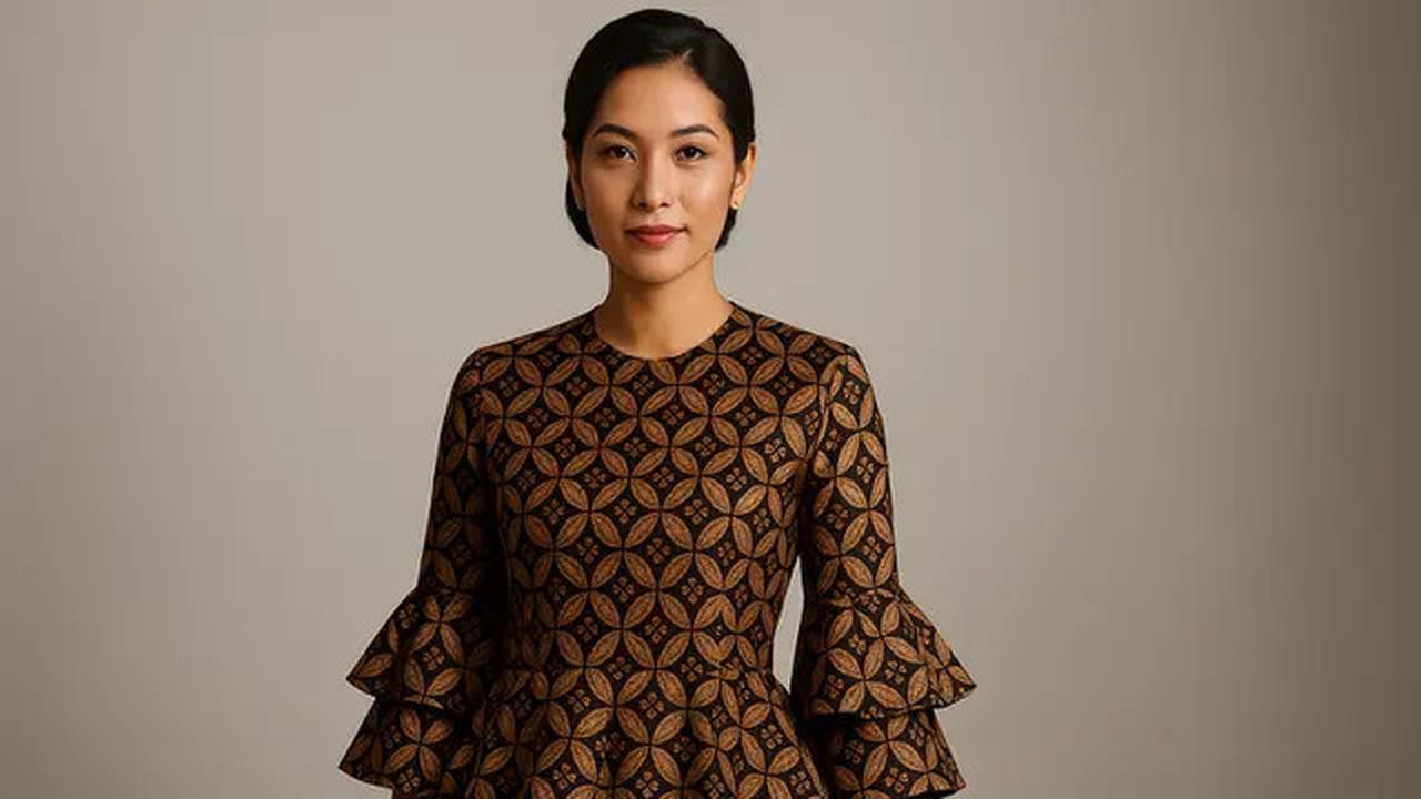 7 Model Baju Batik Lengan Lonceng Dua Tingkat Motif Kawung Modern, Anggun dan Elegan