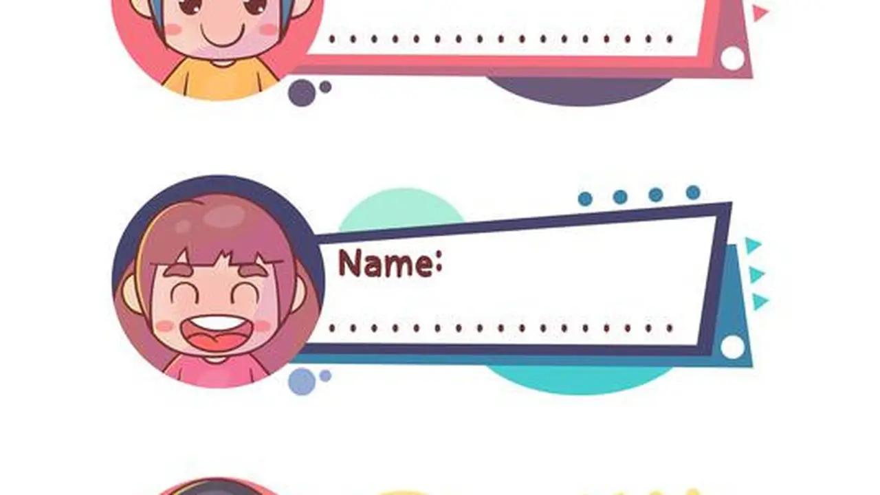ilustrasi template label nama anak