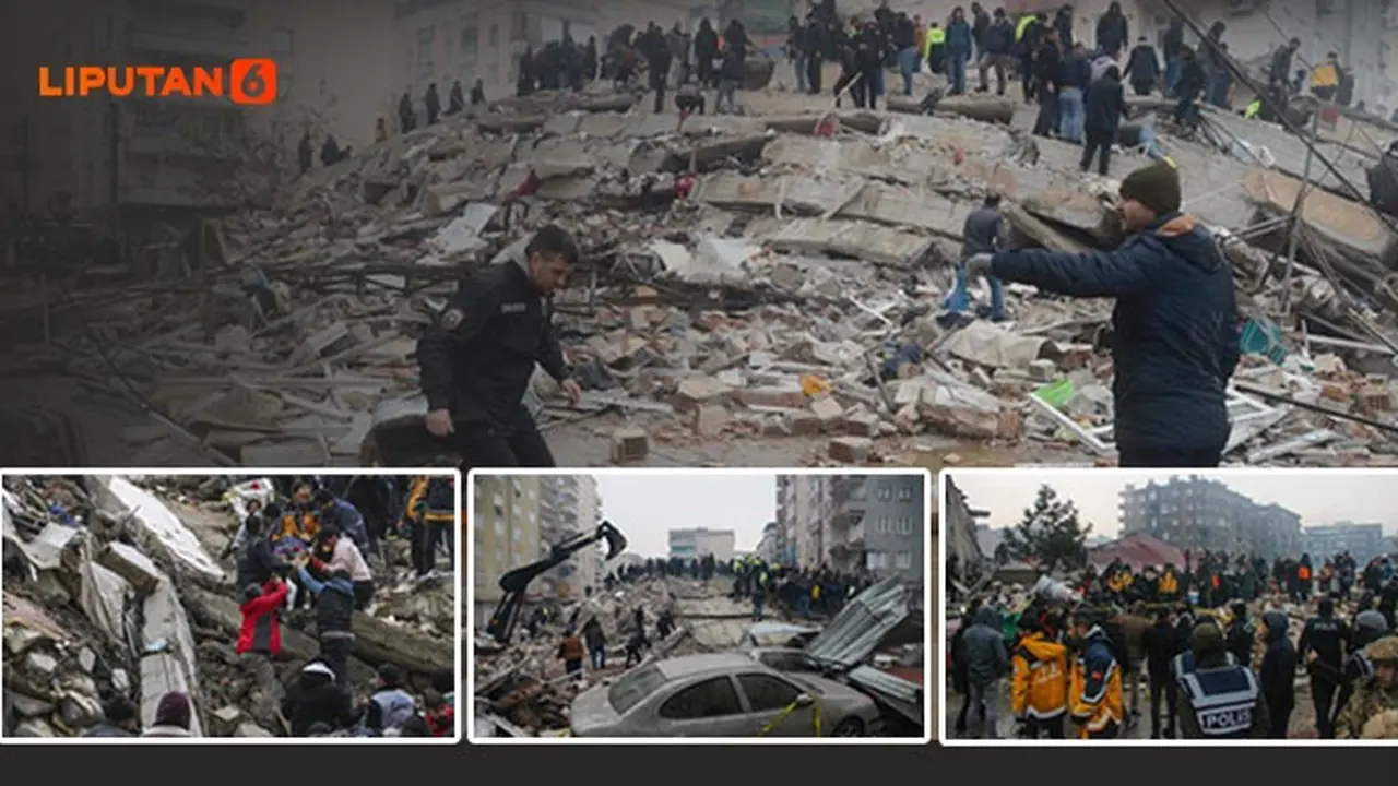 Banner Infografis Gempa Dahsyat dan Mematikan di Turki. (Foto: AP dan AFP)