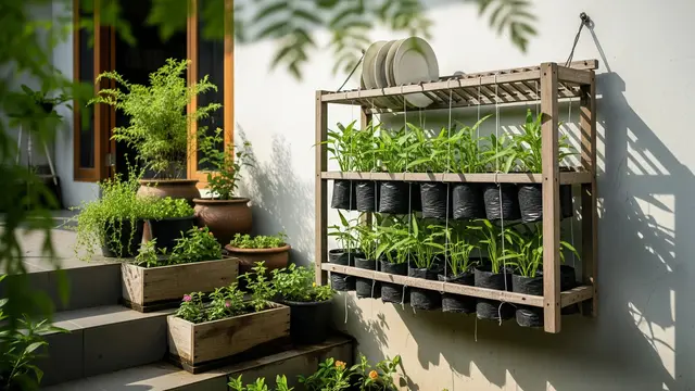 10 Ide Kebun Sayur dari Rak Piring Bekas, Ciptakan Taman Vertikal Estetik