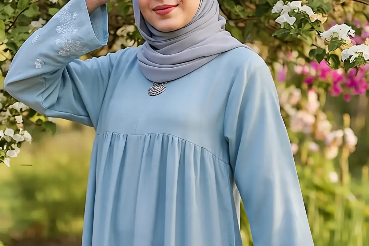 Ilustrasi Muslimah memakai dress longgar (Created by Meta AI)