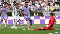 Real Madrid menang 2-0 Juventus pada laga pramusim di Rose Bowl, Pasadena, California, Minggu (31/7/2022) pagi WIB. (AP Photo/Marcio Jose Sanchez)