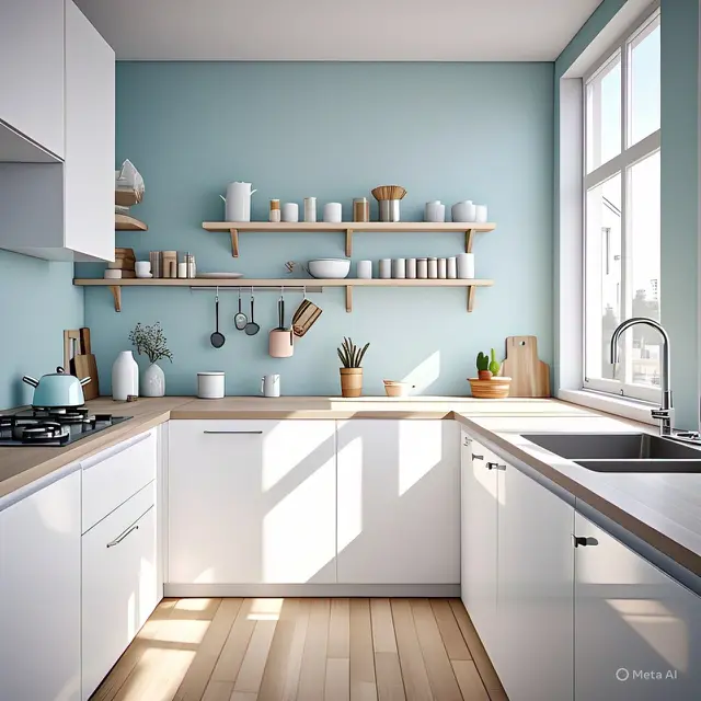 Kombinasi Warna Cat Dapur dengan Lemari Putih
