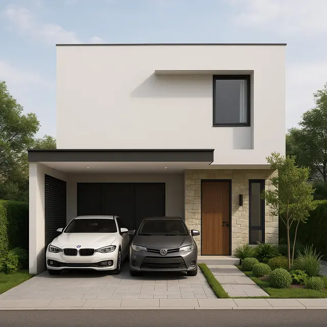 Desain Rumah 9x9 Modern Minimalis Lengkap dengan Taman dan Carport
