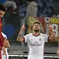 Selebrasi penyerang AC Milan, Patrick Cutrone usai menjebol gawang AS Roma. (Andreas SOLARO / AFP)