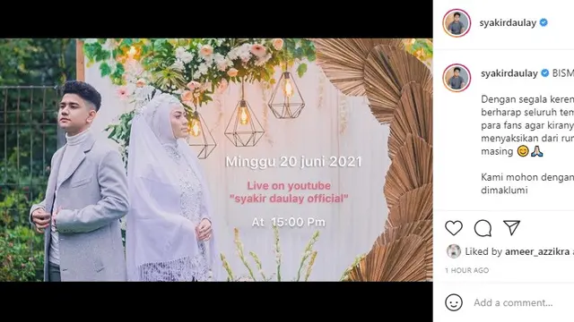 Syakir Daulay - Betari Ayu Almadania (Foto: Instagram/@syakirdaulay)