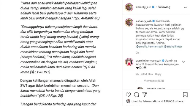 Ashanty kuatkan Aurel Hermansyah yang alami keguguran