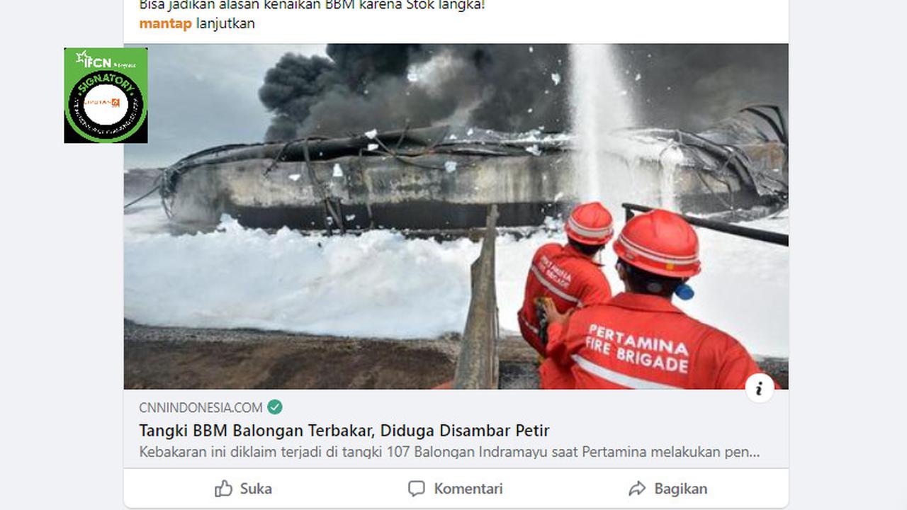 Tangkapan layar klaim stok BBM langka akibat kebakaran tangki  terminal minyak Balongan