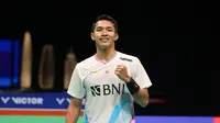 Jojo-sapaan akrab Jonatan Christie usai mengalahkan wakil Malaysia, Lee Zii Jia dua gim langsung 21-11, 21-6 pada perempat final Badminton Asia Championship 2024. (PBSI)