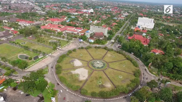 Kota Palangkaraya yang akan menjadi Ibukota Indonesia di masa depan dari tampak atas.