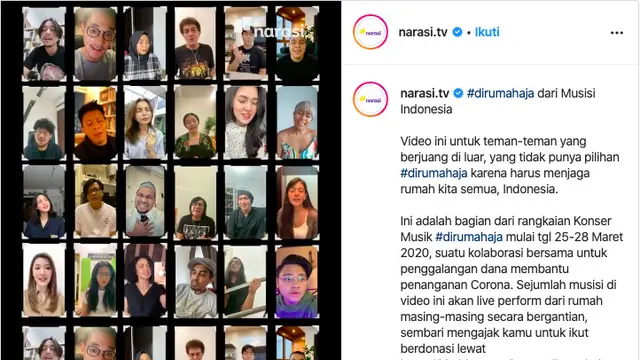 Musisi Indonesia Galang Dana untuk Penanganan Corona