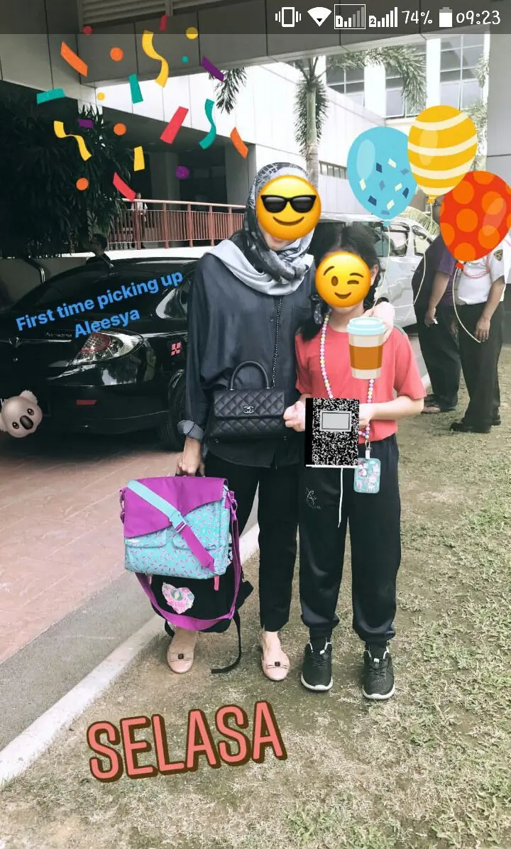 Laudya Cynthia Bella mengantar Engku Aleesya ke sekolah. (via Instagram/laudyacynthiabella)