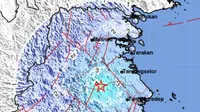 Gempa Magnitudo 4,9 mengguncang wilayah Bulungan, Kalimantan Utara, Rabu pagi (21/8/2024). (Liputan6.com/ Dok BMKG)