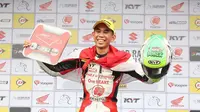 Pebalap Astra Honda Racing Team, Gerry Salim, menjuarai balapan pertama kelas Asia Production 250 pada seri perdana Asia Road Racing Championship di Sirkuit Johor, Malaysia, Sabtu (1/4/2017). (Astra Honda Racing Team))