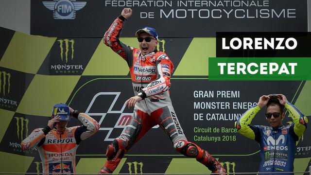 Jorge Lorenzo jadi yang tercepat di MotoGP Catalunya mengungguli Marc Marquez dan Valentino Rossi.