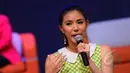 Olga Lydia saat jumpa pers “Disney’s Beauty and The Beast The Original Broadway Musical Spectacular” di Jakarta, Senin (20/4). Pertunjukan tersebut akan digelar pada 26 Mei - 7 Juni 2015. (Liputan6.com/Faisal R Syam)