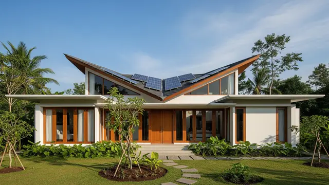 Desain Rumah Desa Tapi Modern Atap Butterfly/Gemini AI