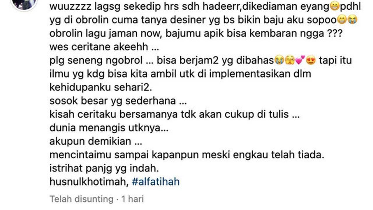 Curhat Inul Daratista Setelah Titiek Puspa Meninggal: Ada Ruang Hati Kosong, Yang Mengisi Telah Pergi