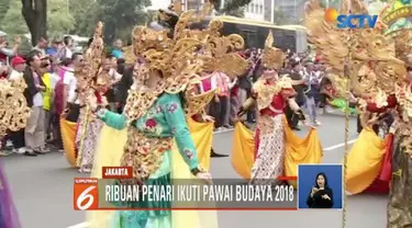 Ribuan penari ikuti pawai budaya yang merupakan serangkaian acara Kongres Kebudayaan Indonesia milik Kementerian Pendidikan dan Kebudayaan.