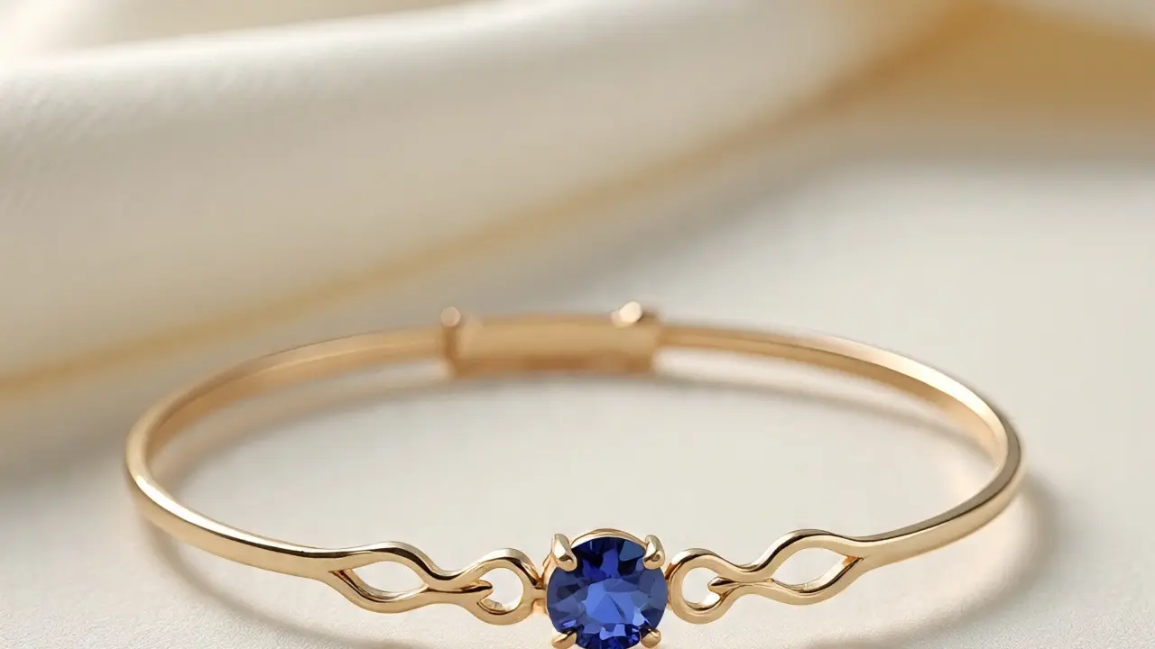 Gelang Emas Putih Batu Safir Minimalis (Created by Meta AI)