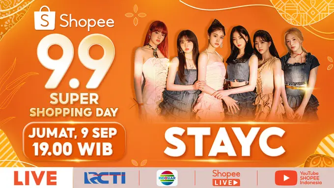 STAYC dan 5 Couple Fenomenal di Indonesia Bakal Meriahkan Panggung Shopee 9.9 Super Shopping Day TV Show