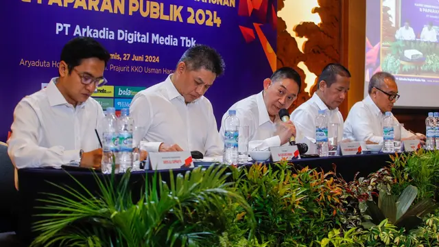 Rapat Umum Pemegang Saham Tahunan (RUPST) PT Arkadia Digital Media Tbk, di Hotel Aryaduta Menteng, Jakarta, pada Kamis, 27 Juni 2024. (Sumber: Suara.com)