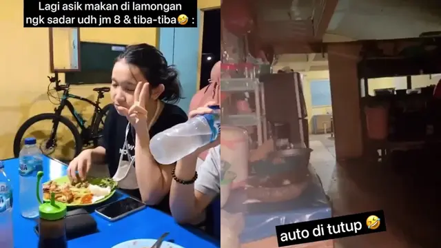 Tengah asyik menyantap hidangan di warung makan, sekumpulan remaja terpaksa disembunyikan di dapur masak.