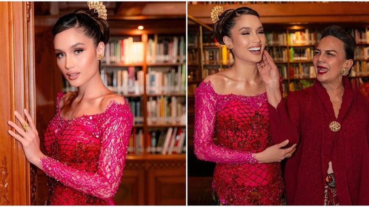 7 Potret Elegan Cinta Laura dalam Balutan Kebaya Merah Muda di Hari Kartini