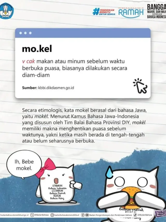 Ada Mokel sampai Gabut, Sejumlah Bahasa Gaul Kini Sudah Masuk KBBI.  foto: (dok.Instagram @badanbahasakemendikbu/https://www.instagram.com/p/DHVlYzgTnAP/Henry)