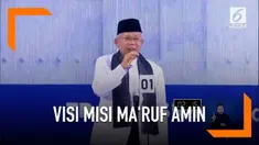 Ma'ruf Amin sampaikan visi misinya terkait tema Pendidikan, Kesehatan, Ketenagakerjaan, Sosial, dan Budaya pada Debat Ketiga Capres 2019.
