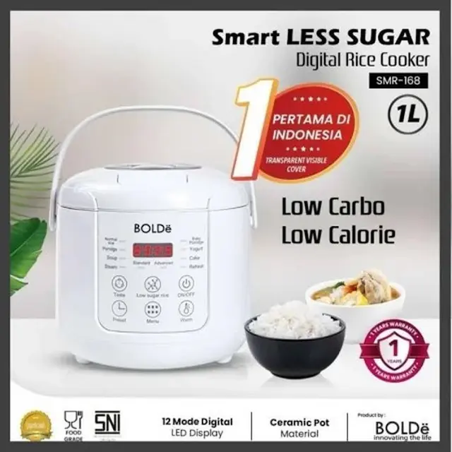 BOLDe Smart Less Sugar Digital Rice Cooker 1L (SMR-168) (dok. Blibli)