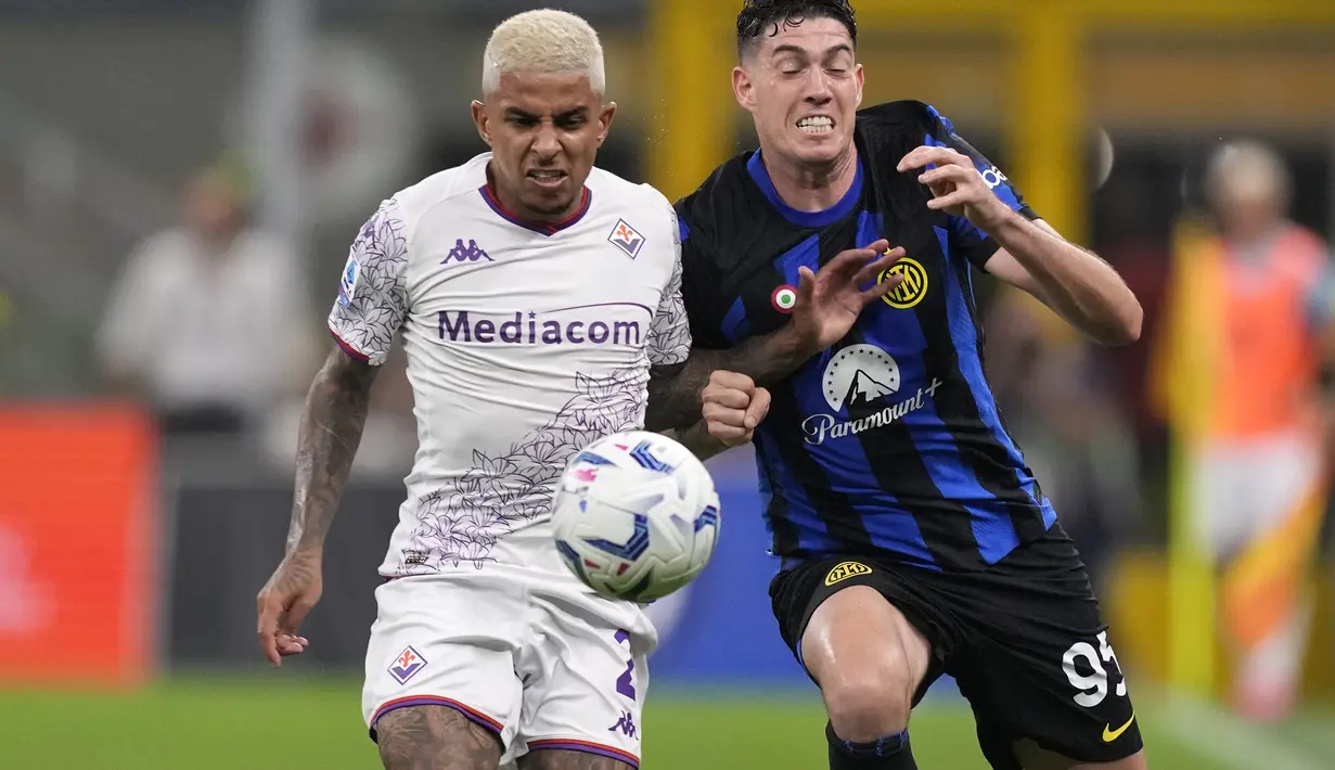 Lautaro Martinez mencetak dua gol untuk Nerazzurri, sementara dua gol lain dicetak oleh Marcus Thuram dan eksekusi penalti Hakan Calhanoglu. (AP Photo/Antonio Calanni)