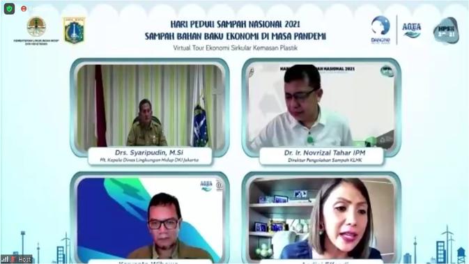 Para pembicara dalam webinar Virtual Tour #BijakBerplastik Danone-AQUA & Kementerian Lingkungan Hidup dan Kehutanan (KLHK). (dok. Danone Aqua)