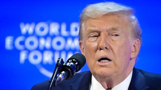 Presiden Amerika Serikat Donald Trump saat berbicara dalam pertemuan World Economic Forum (WEF) di resor ski Davos, Swiss, pada Rabu (21/1/2026).