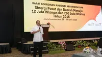 Menteri Pariwisata memberikan pidatonya dalam Rakornas Kepariwisataan ke II di JCC.