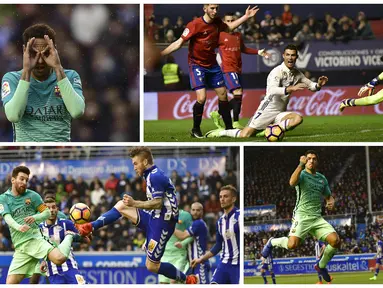 Aksi Bintang Barcelona dan Real Madrid Pencetak Gol Kemenangan (Bola.com/AP/AFP)