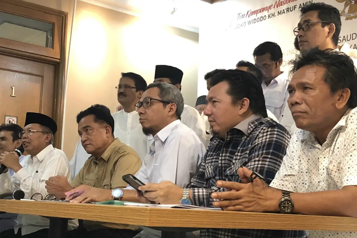 Tim Kampanye Nasional (TKN) Jokowi-Ma'ruf Amin menggelar jumpa pers terkait gugatan kubu 02, Selasa (21/5/2019).
