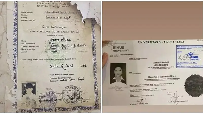 6 Potret Ijazah Masa Sekolah Artis Indonesia, Pasfoto dan Nama Asli Curi Perhatian