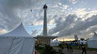 Perayaan Hari Ulang Tahun (HUT) Bhayangkara ke-79 akan digelar di kawasan Monumen Nasional (Monas), Jakarta Pusat, Selasa (1/7/2025) pagi ini. (Liputan6.com/Nanda Perdana Putra)