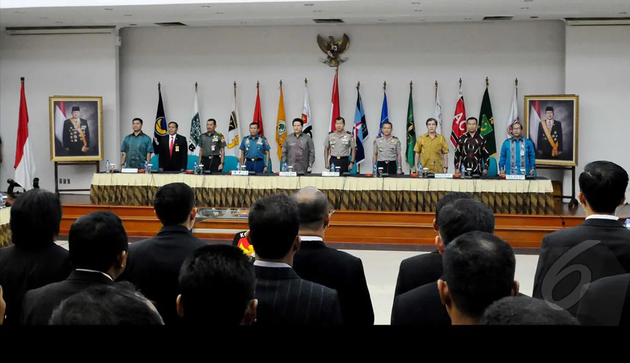 Acara itu dihadiri perwakilan dari kepolisian dan TNI termasuk Paspampres. Tampak hadir sekitar 67 anggota Pasmpampres yang seluruhnya berseragam resmi, Jumat (22/8/2014) (Liputan6.com/Andrian M Tunay)