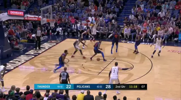 Berita video game recap NBA 2017-2018 antara Oklahoma City Thunder melawan New Orleans Pelicans dengan skor 109-104.