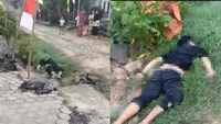Warga Dusun Setia Batin, Desa Rajabasa Lama, Kecamatan Labuhan Ratu, Kabupaten Lampung Timur, digegerkan dengan penemuan jasad seorang pria yang tergeletak di tepi jalan. (Liputan6.com/Istimewa).