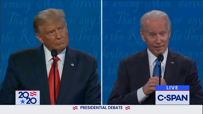 Debat capres AS yang terakhir antara Donald Trump dan Joe Biden.