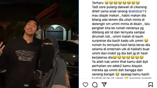 Abidzar Al Ghifari Sukses Bikin Umi Pipik Terharu, Beri Rumah dan Mobil  Baru sebagai Kado Ulang Tahun - ShowBiz Liputan6.com