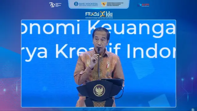 Presiden Joko Widodo (Jokowi) dalam pembukaan Karya Kreatif Indonesia (KKI) dan Festival Ekonomi dan Keuangan Digital (FEKDI) 2024, di Jakarta, Kamis (1/8/2024). (Foto:Liputan6.com/Tira Santia)