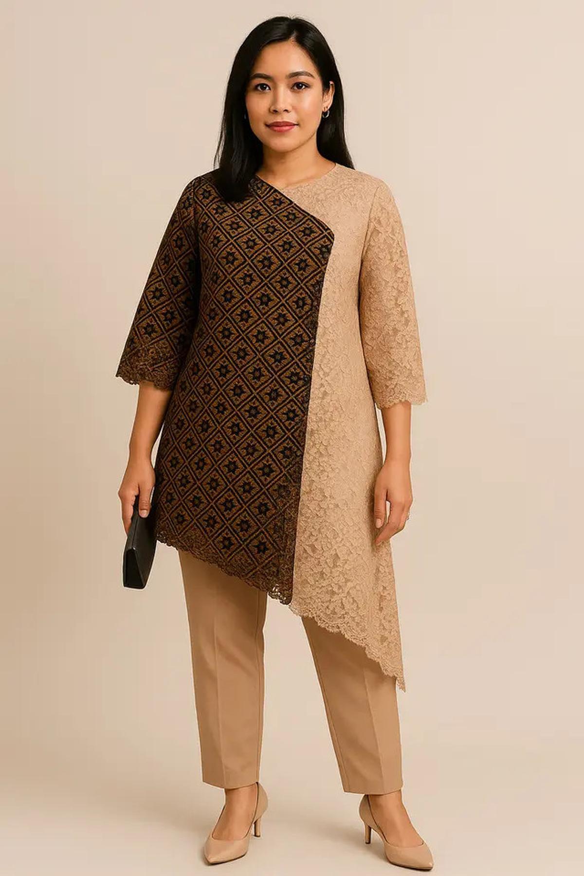 7 Model Tunik Batik Kombinasi Brokat Modern 2025, Tampil Menawan